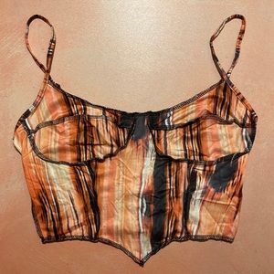 SHEIN Tie Dye Asymmetrical Contrast Stitch Bustier Cropped Cami Top - Size XS